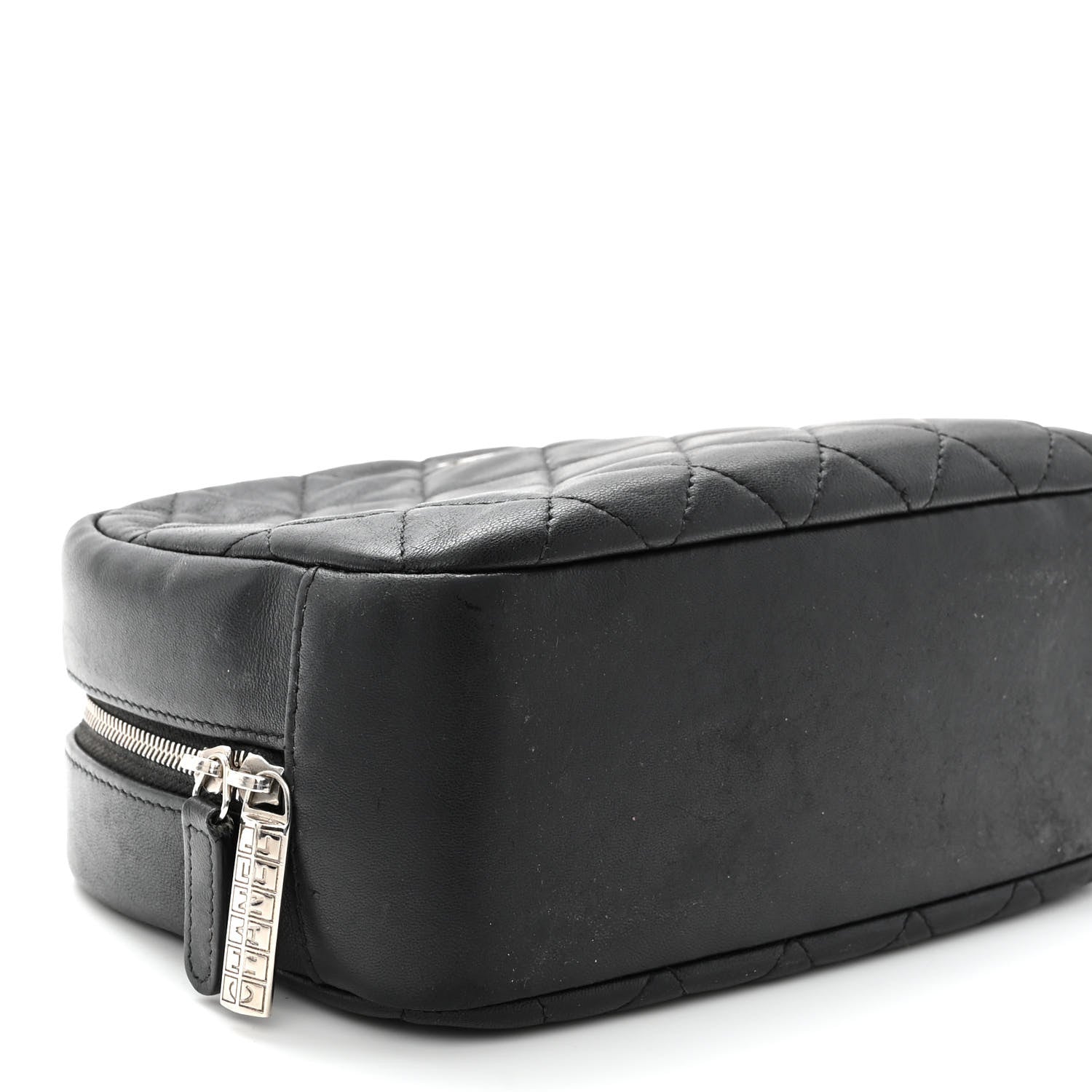 Chanel Lambskin Quilted Medium Curvy Pouch Cosmetic Case Black 10 of 12