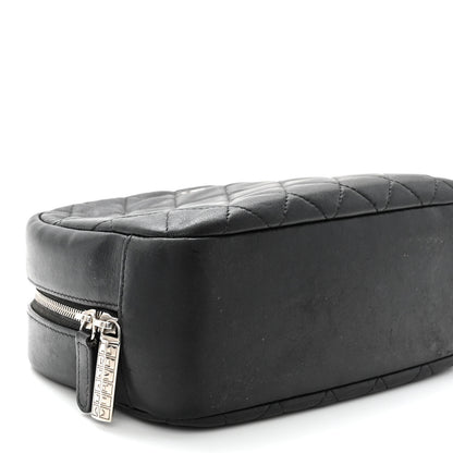 Chanel Lambskin Quilted Medium Curvy Pouch Cosmetic Case Black 10 of 12