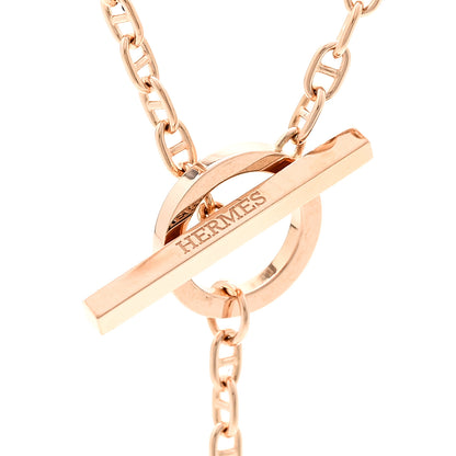 Hermes 18K Rose Gold Diamond GM Chaine D'Ancre Contour Pendant Necklace ST 5 of 7