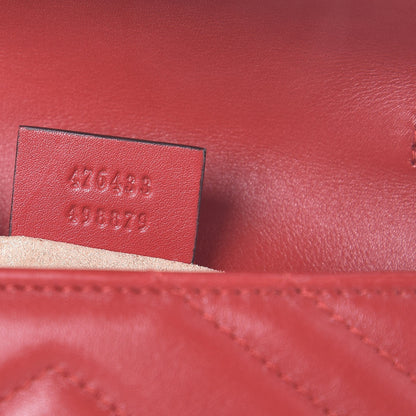 Gucci Calfskin Matelasse Super Mini GG Marmont Shoulder Bag Hibiscus Red 7 of 8