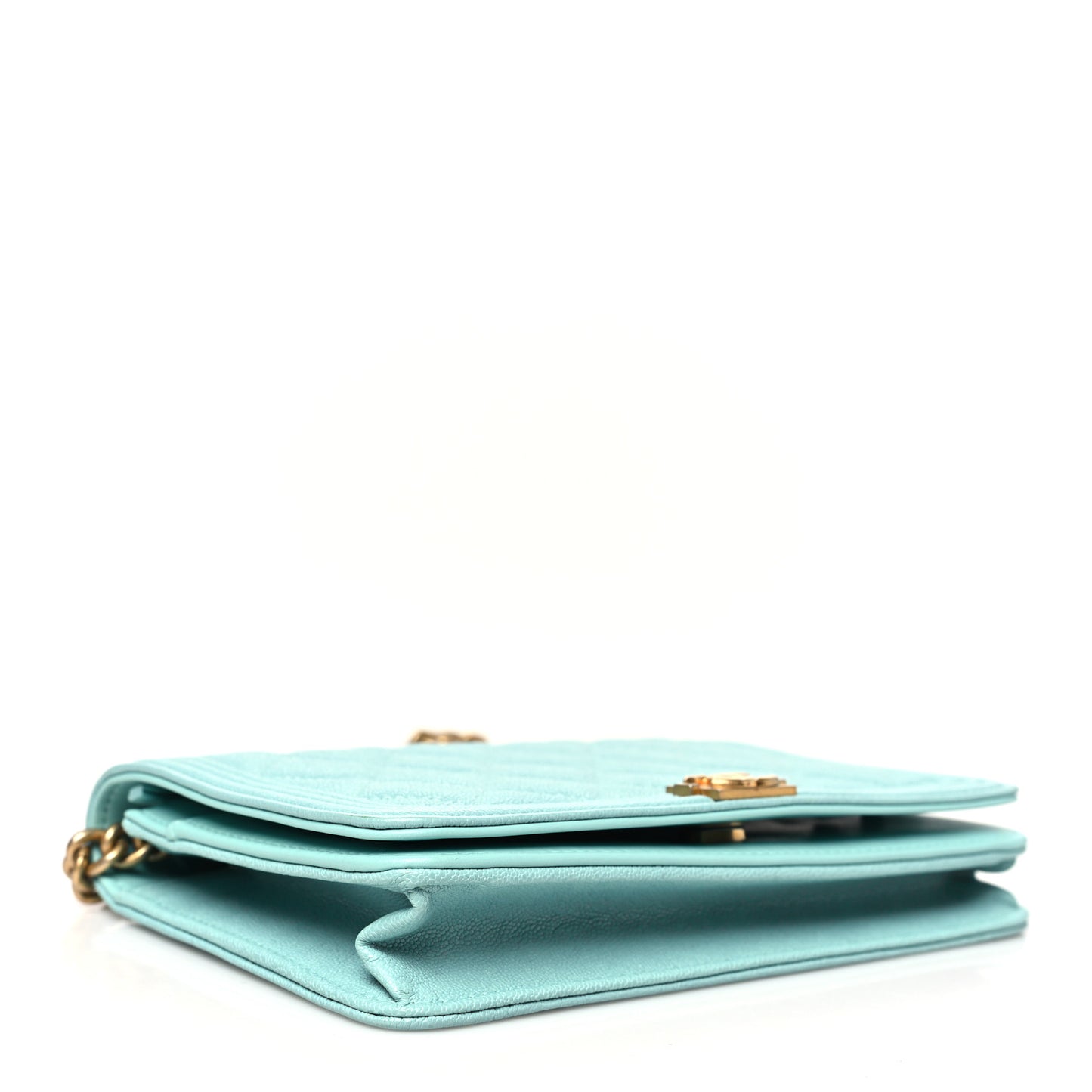 Caviar Quilted Boy Wallet On Chain WOC Light Blue