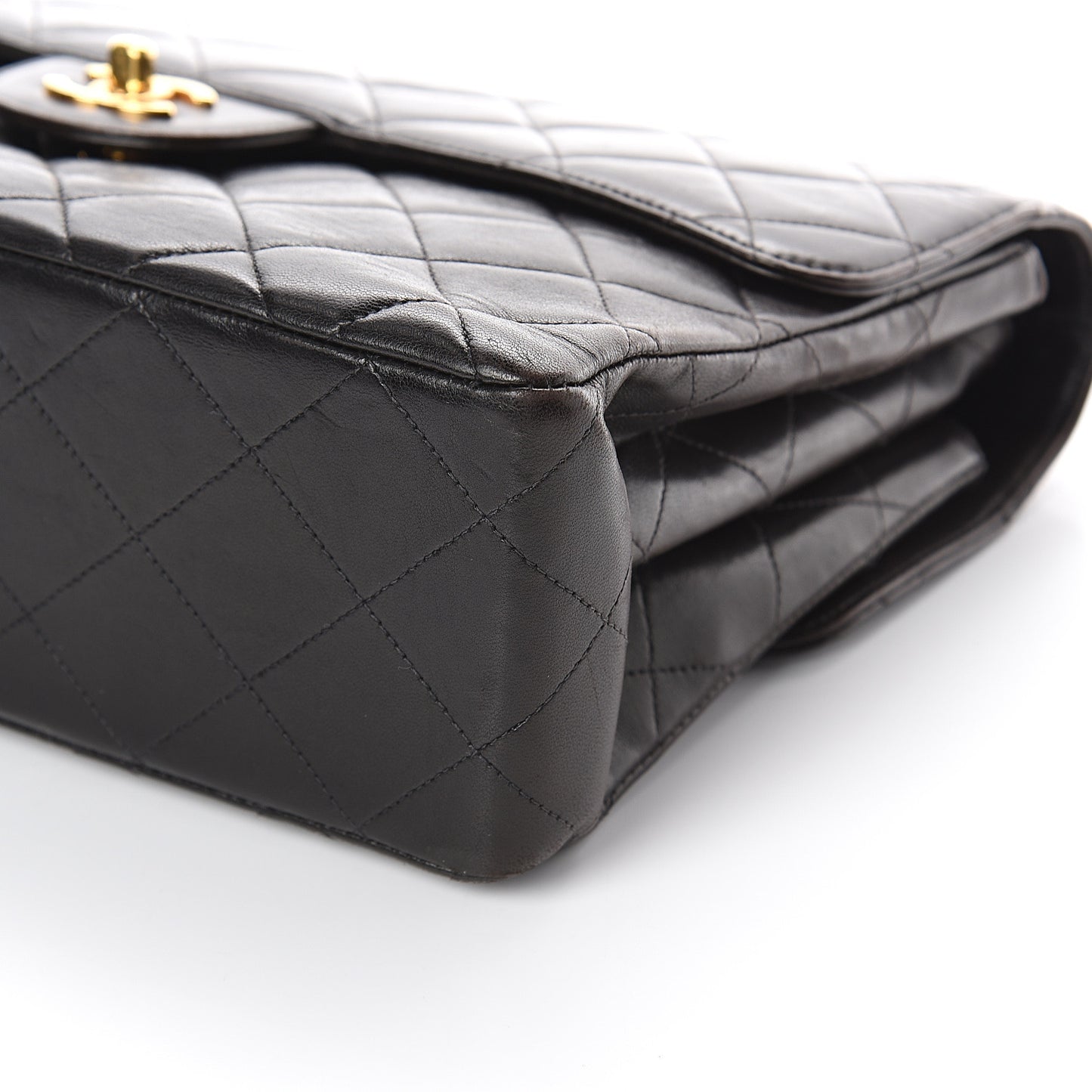 Lambskin Quilted Jumbo Double Sided Flap Black