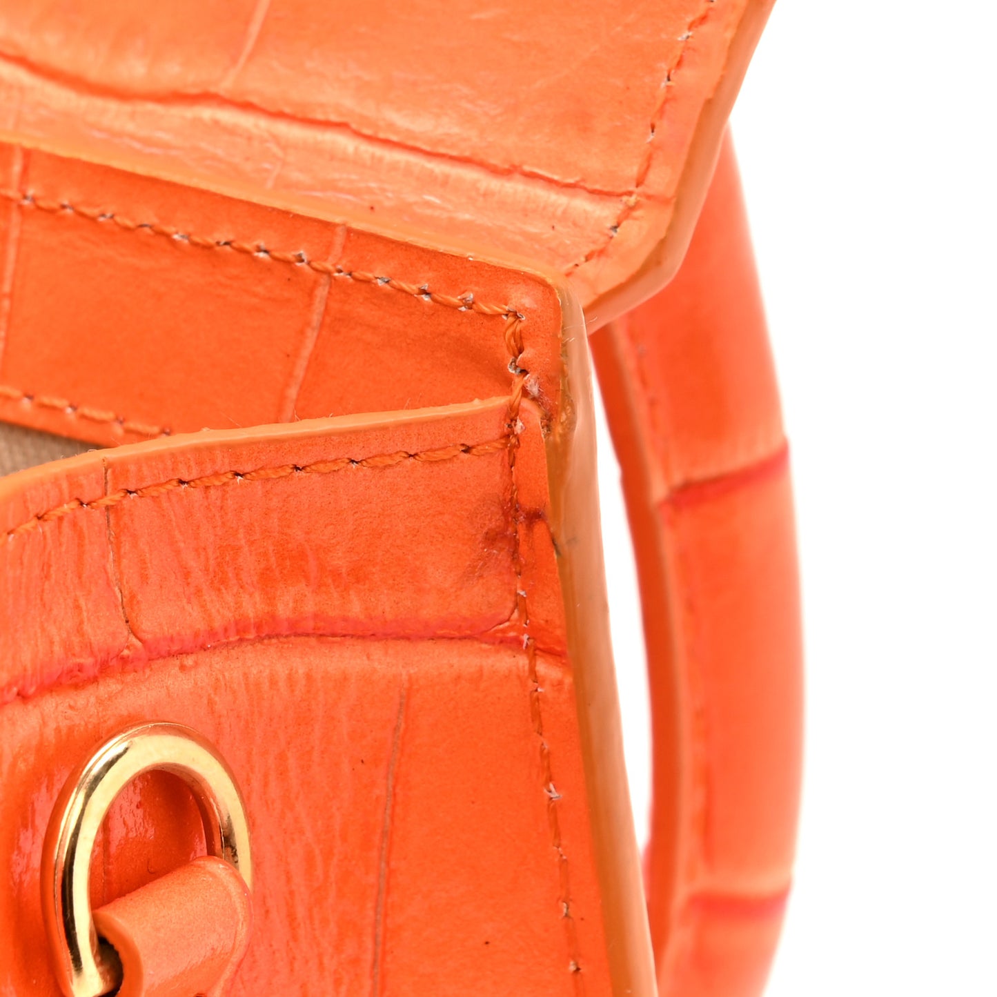 Calfskin Crocodile Embossed Le Chiquito Orange