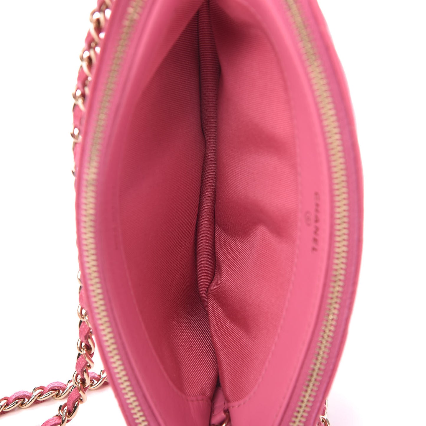 Caviar Quilted Small Clutch With Chain Pink