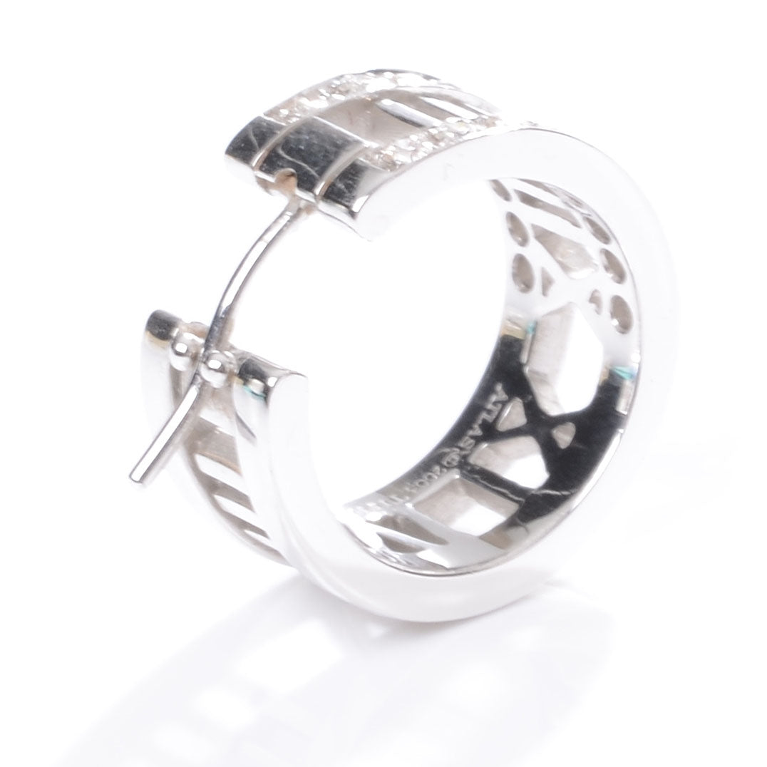 Tiffany 18K White Gold Diamond Atlas Open Hoop Earrings 4 of 5