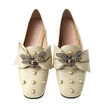 Gucci Nappa Pearl Studded Queen Margaret Loafers 36 White 5 of 13