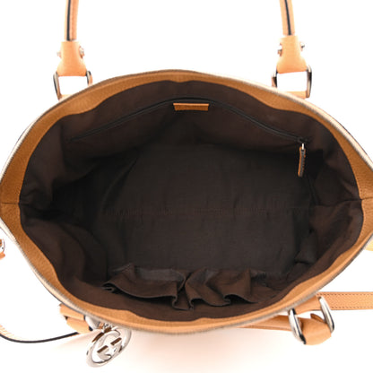 Gucci Pebbled Calfskin Medium GG Convertible Dome Satchel Beige 5 of 13