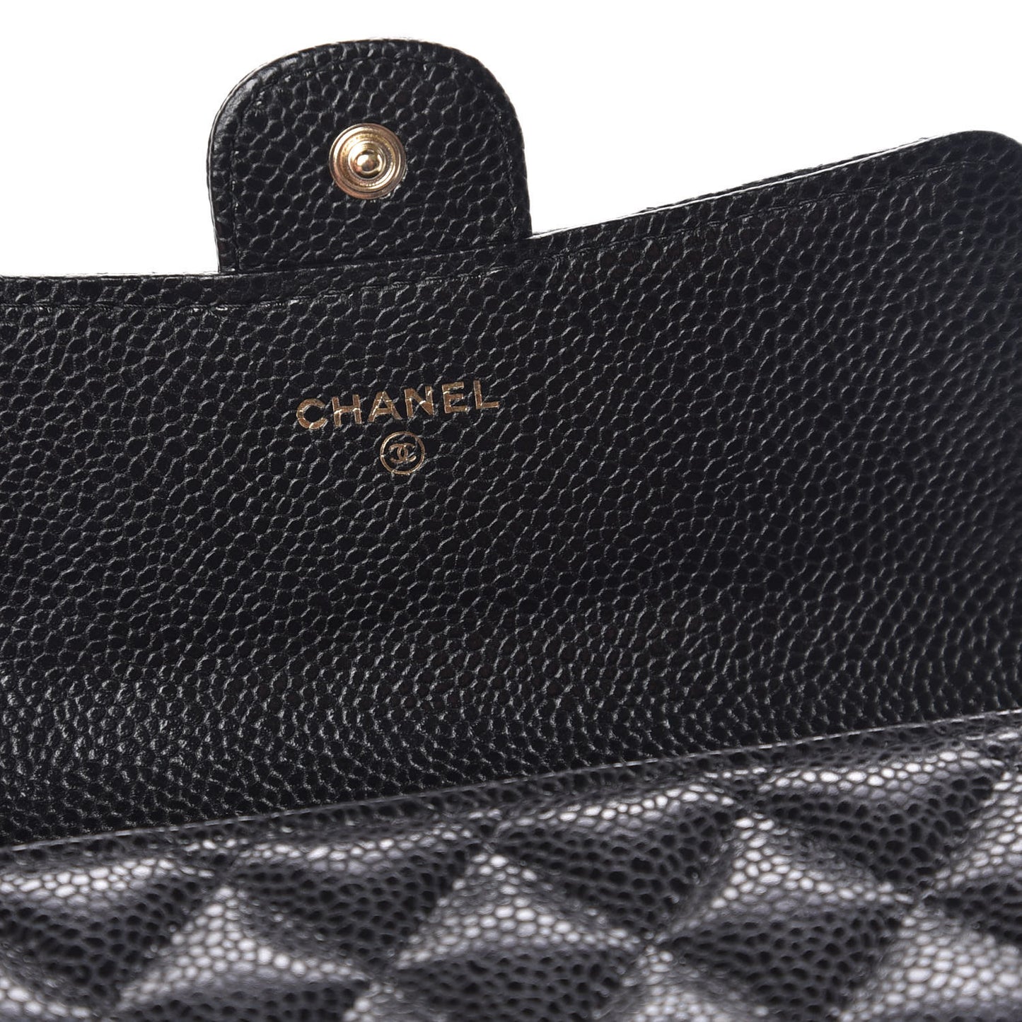 Caviar Quilted Medium Flap Wallet Black