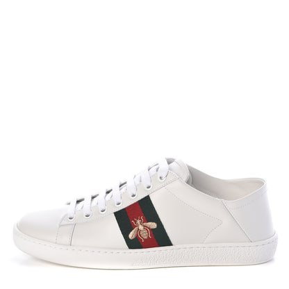Gucci Calfskin Web Bee Embroidered Womens Ace Sneakers 38 White Green 1 of 9