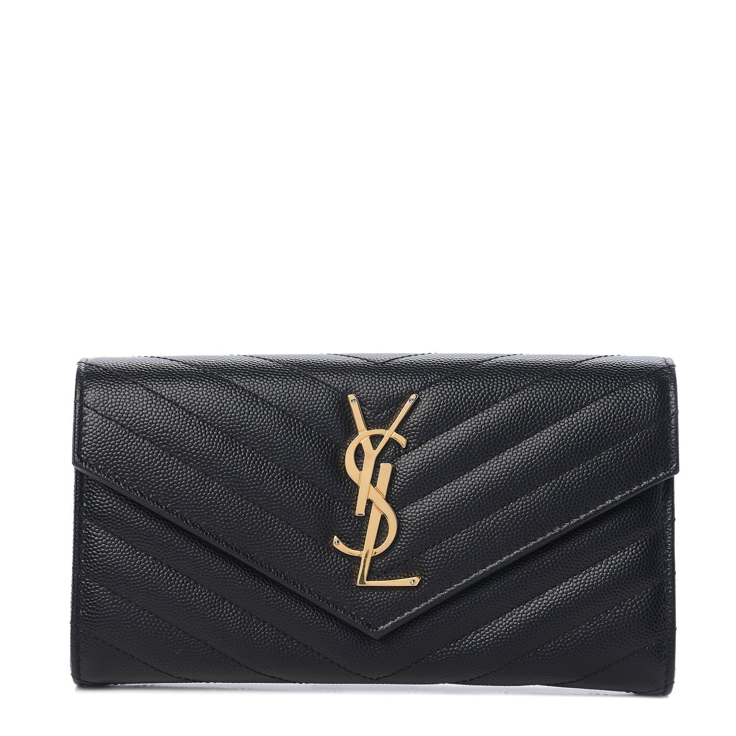 Grain De Poudre Matelasse Chevron Monogram Flap Wallet Black