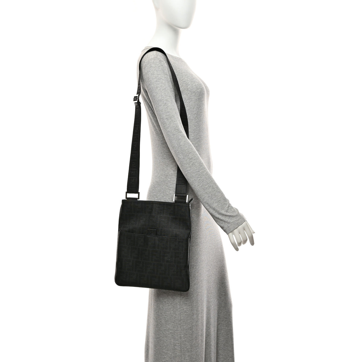 Fendi Zucca Spalmati Messenger Bag Black 2 of 10