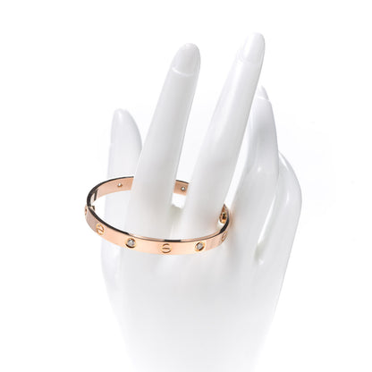 Cartier 18K Pink Gold 4 Diamond LOVE Bracelet 16 2 of 4