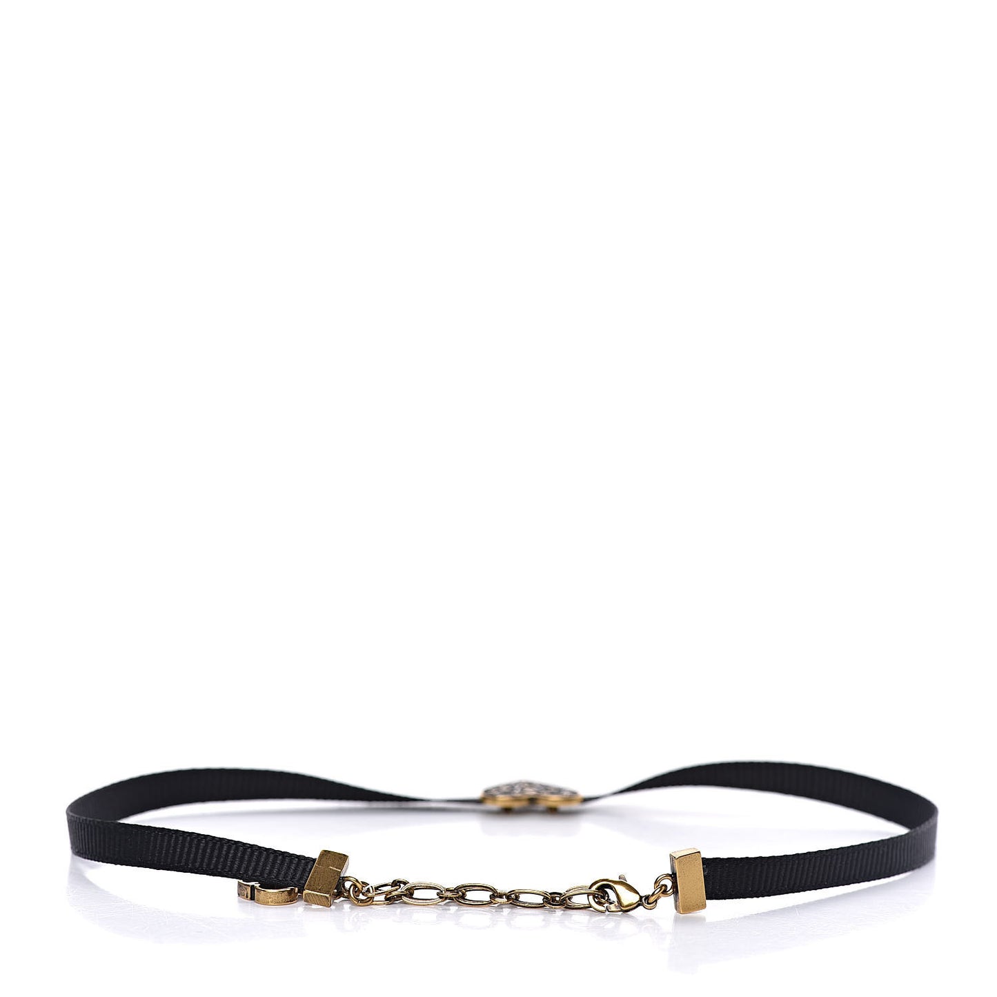 Grosgrain Ribbon Heart Choker Necklace Black