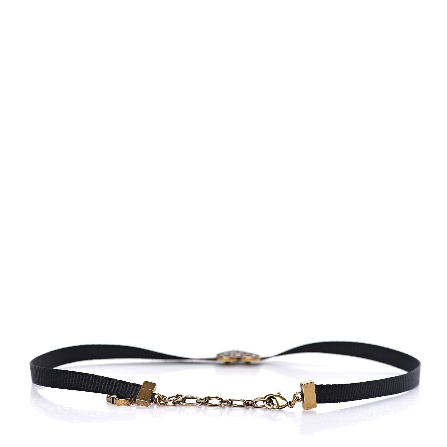 Christian Dior Grosgrain Ribbon Heart Choker Necklace Black 3 of 3