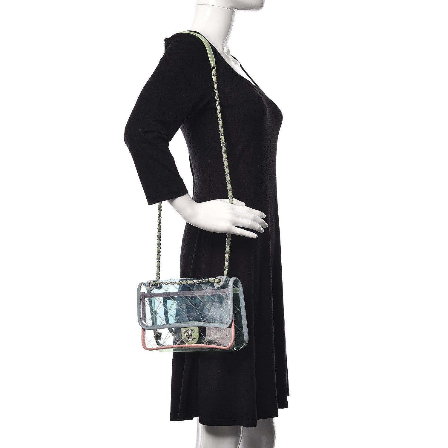 Chanel Lambskin PVC Quilted Medium Coco Splash Flap Blue Green 2 of 14