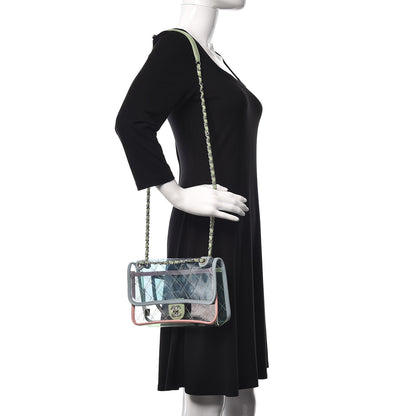 Chanel Lambskin PVC Quilted Medium Coco Splash Flap Blue Green 2 of 14