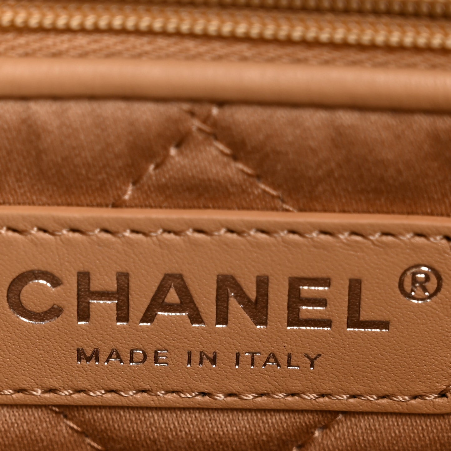 Shiny Calfskin Quilted Small Chanel 22 Beige