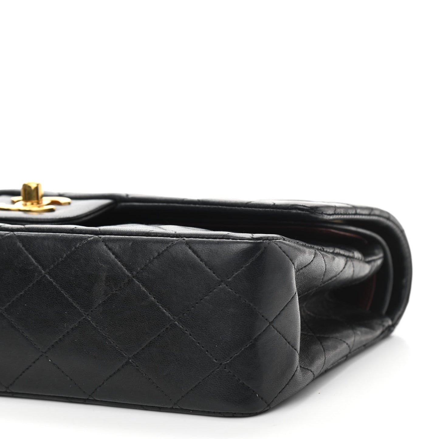 Lambskin Quilted Medium Double Flap Black