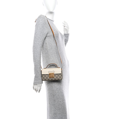 Gucci GG Supreme Monogram New Sakai Calfskin Mini Padlock Top Handle Shoulder Bag Beige Ebony Mystic White Sun Oil 2 of 11