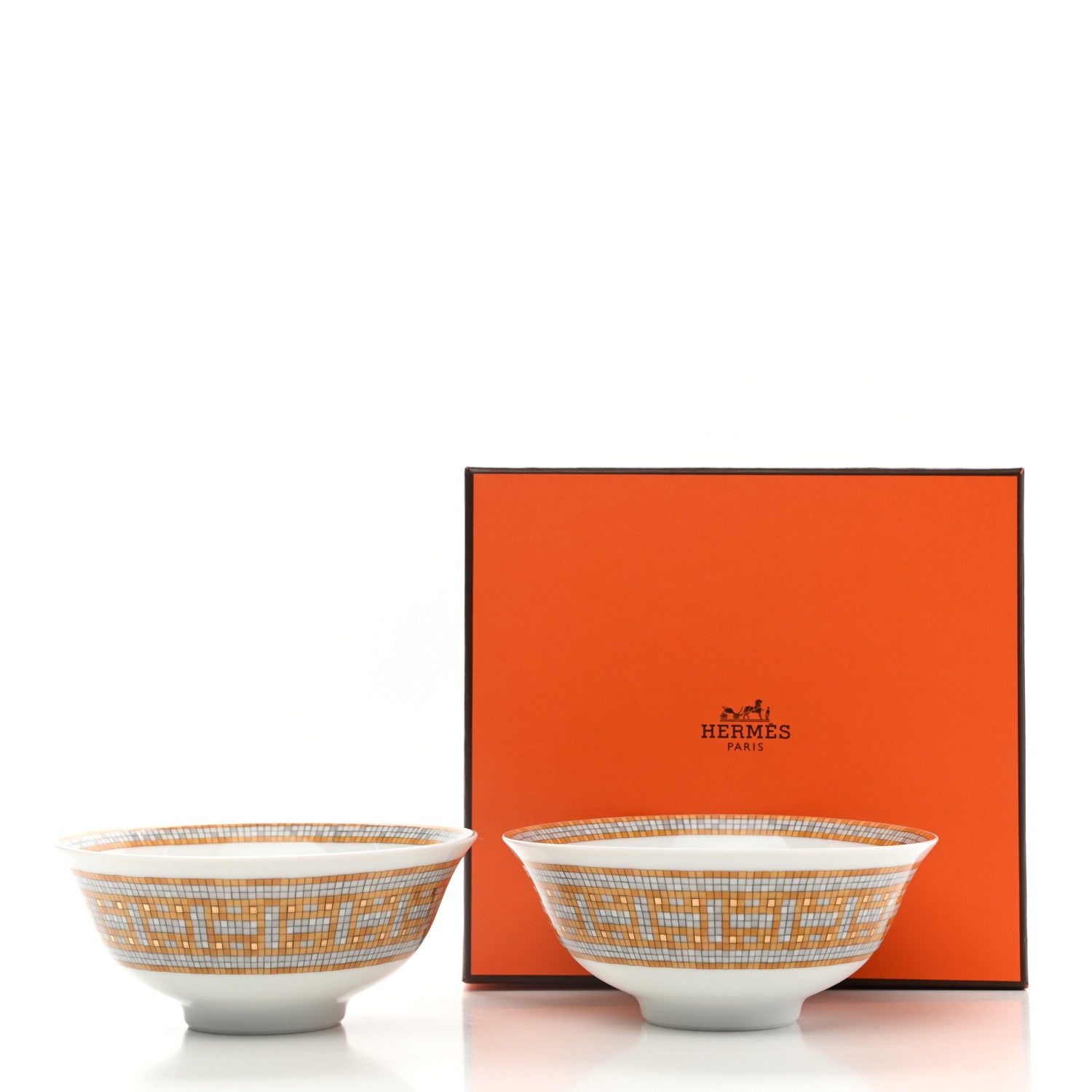 Hermes Porcelain Mosaique au 24 Rice Bowl Set of 2 8 of 8