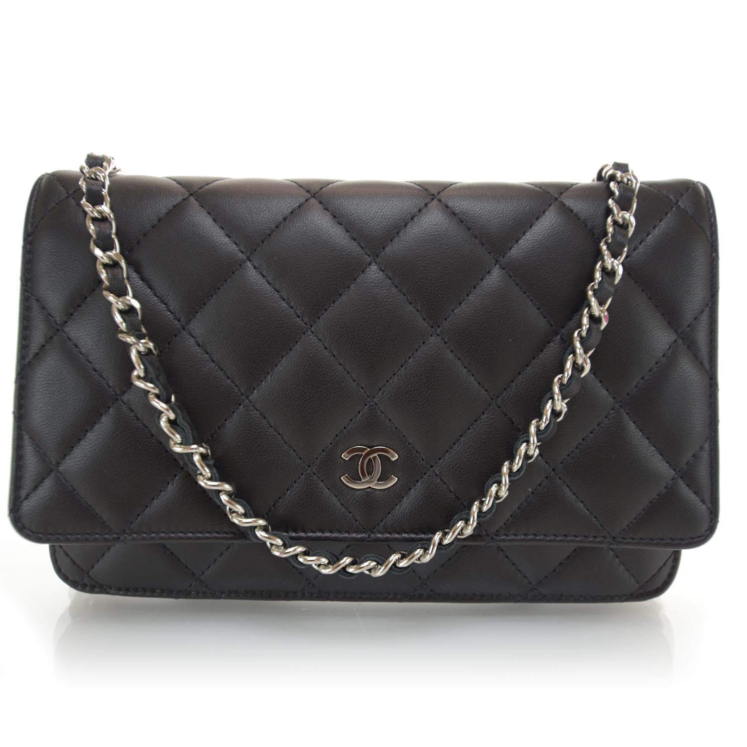 Chanel Lambskin Quilted Wallet On Chain Black 1 of 8