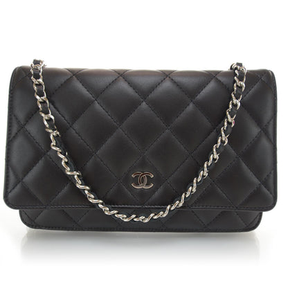 Chanel Lambskin Quilted Wallet On Chain Black 1 of 8