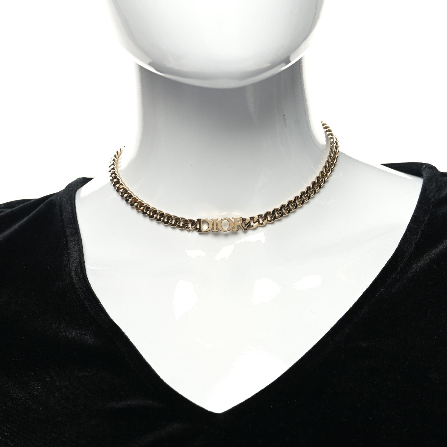 Christian Dior Metal Chain Choker Necklace Gold 2 of 5