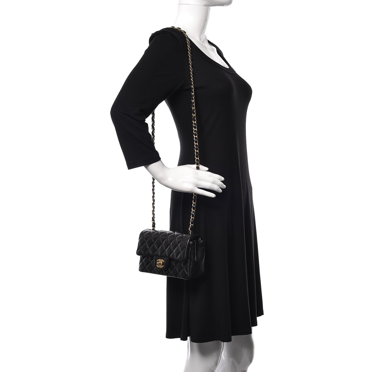 Lambskin Quilted Mini Rectangular Flap Black
