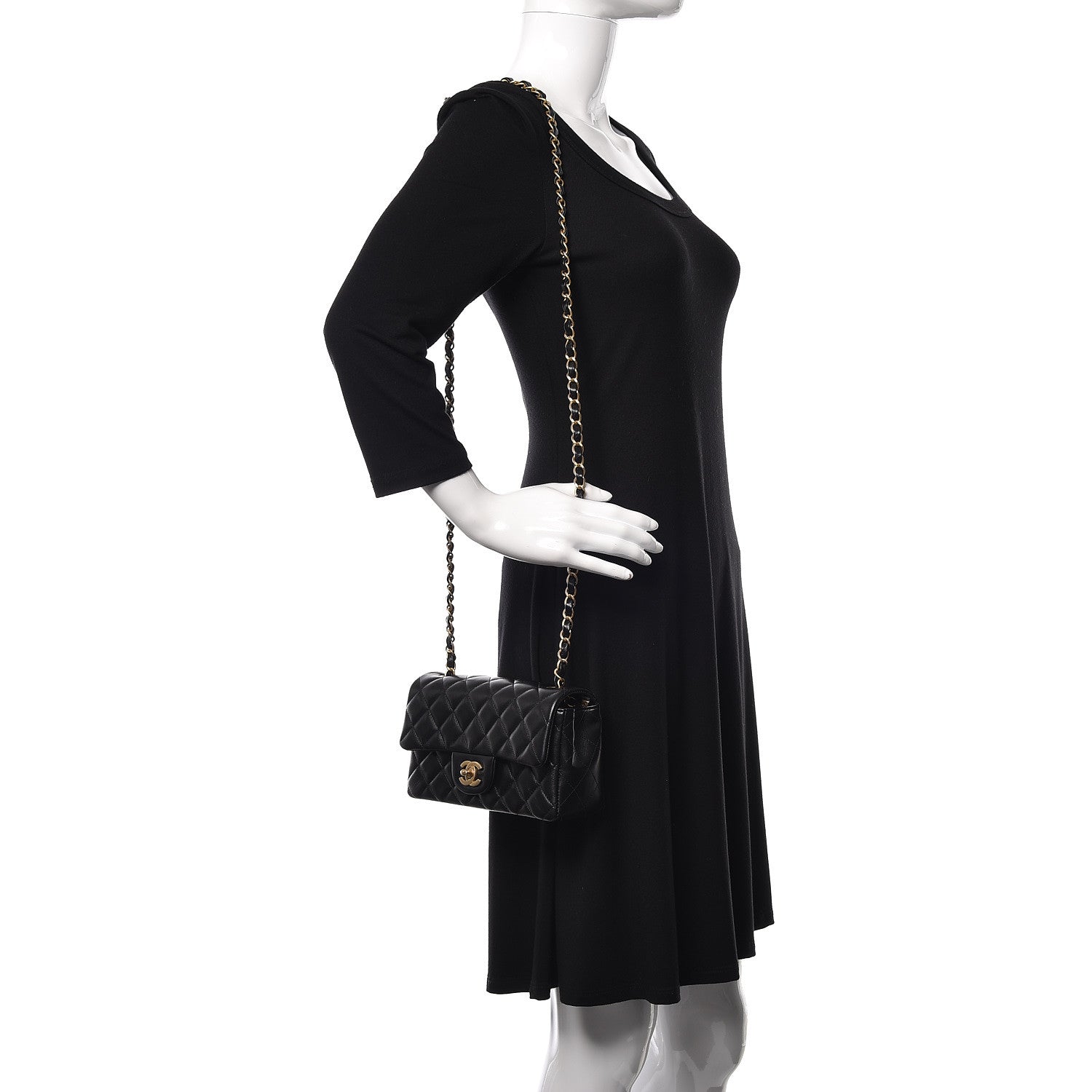 Chanel Lambskin Quilted Mini Rectangular Flap Black 2 of 10