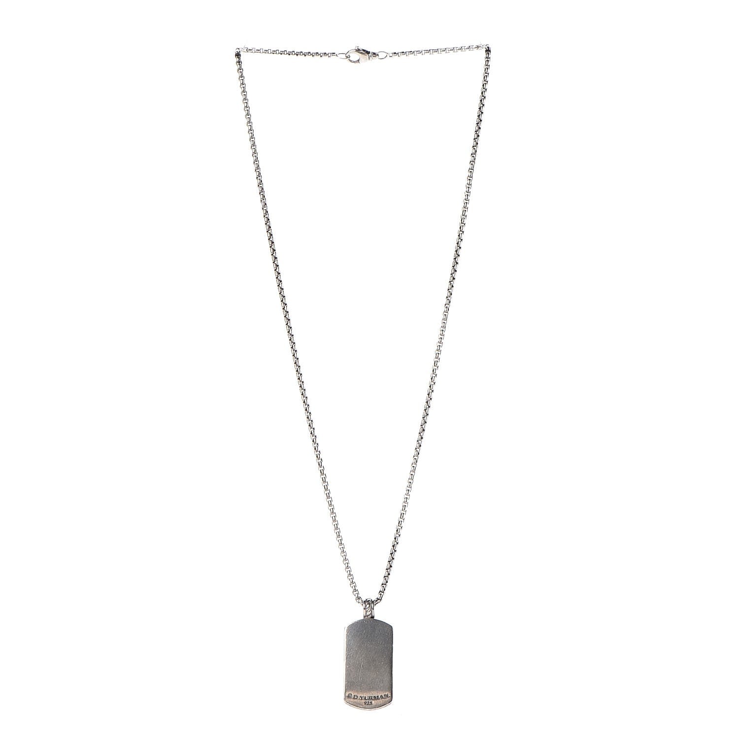David Yurman Sterling Silver Small Dog Tag Necklace 3 of 6