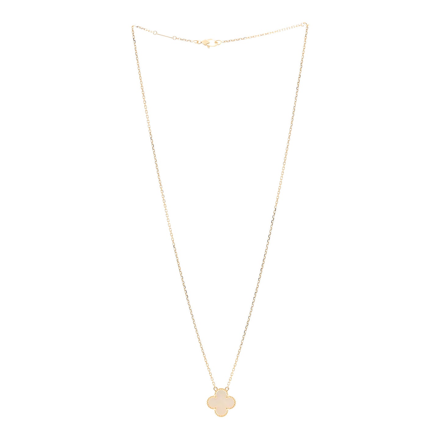 18K Yellow Gold Mother of Pearl Vintage Alhambra Pendant Necklace