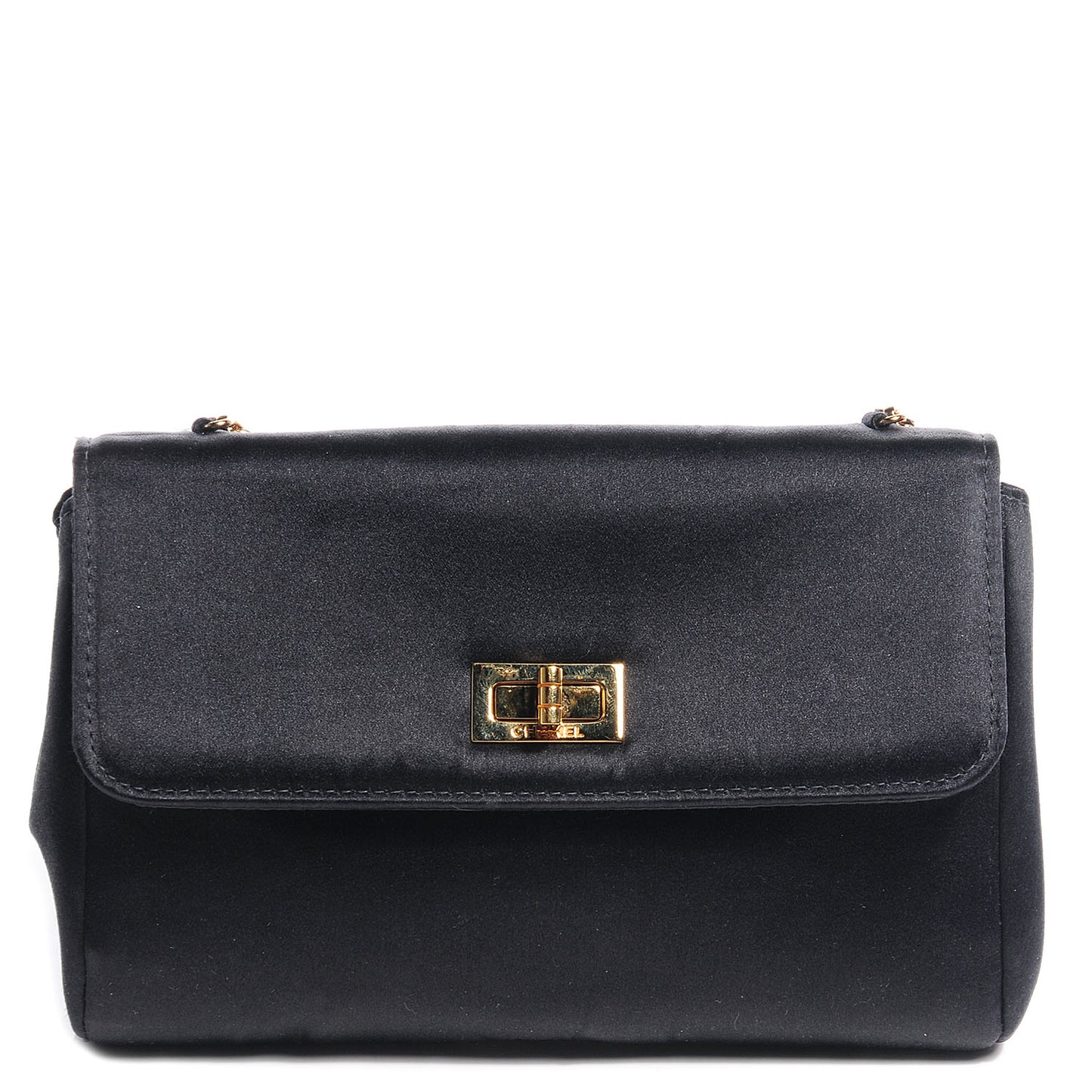 Satin Mademoiselle Flap Bag Black