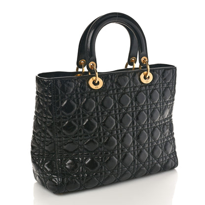 Christian Dior Grained Calfskin Cannage Large Supple Lady Dior Black 3 of 9