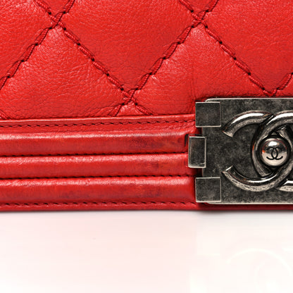 Chanel Calfskin Double Stitch New Medium Boy Flap Red 13 of 16