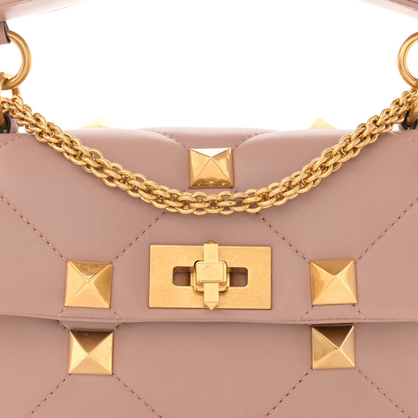Nappa Medium Roman Stud Shoulder Bag Rose Cannelle