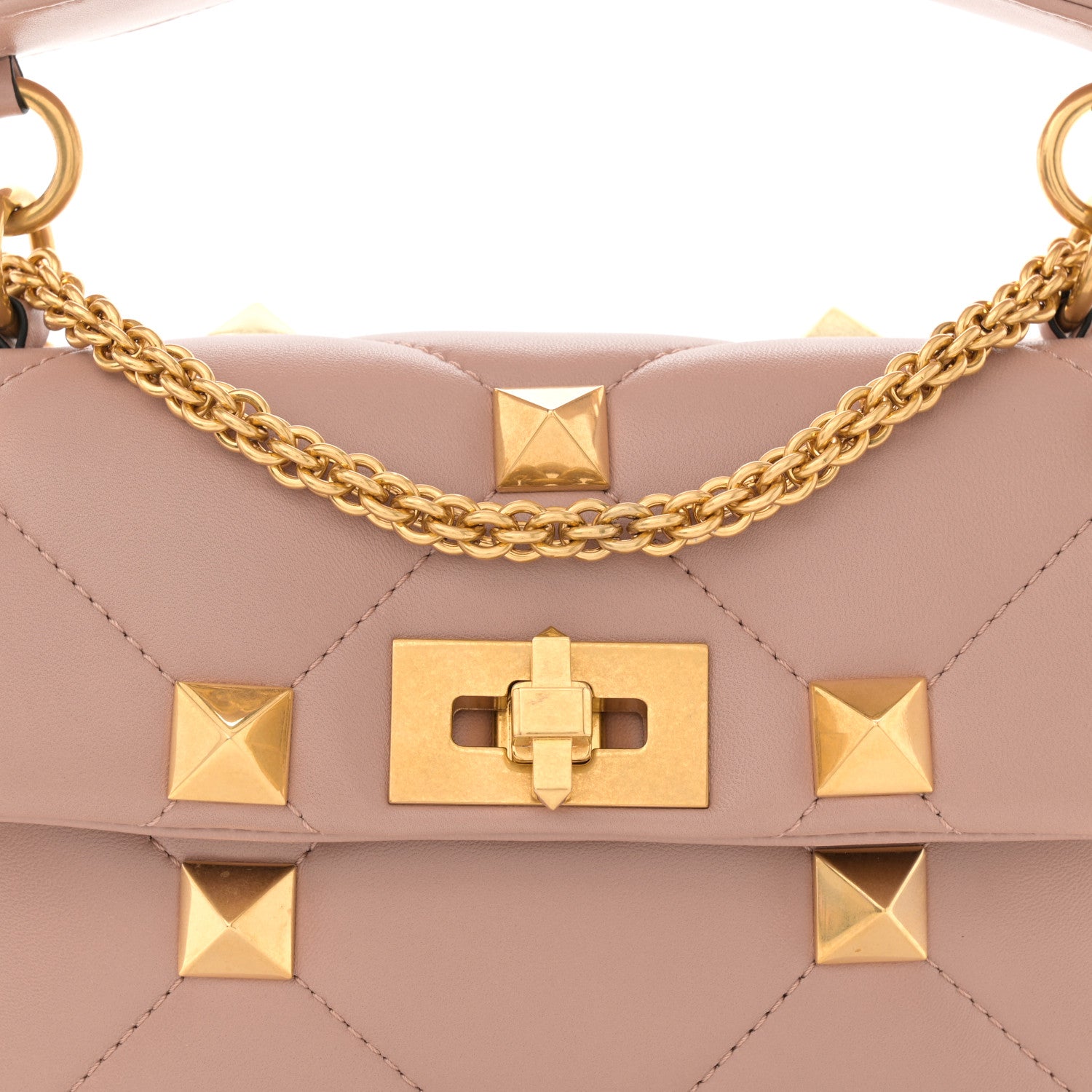 Valentino Garavani Nappa Medium Roman Stud Shoulder Bag Rose Cannelle 7 of 10