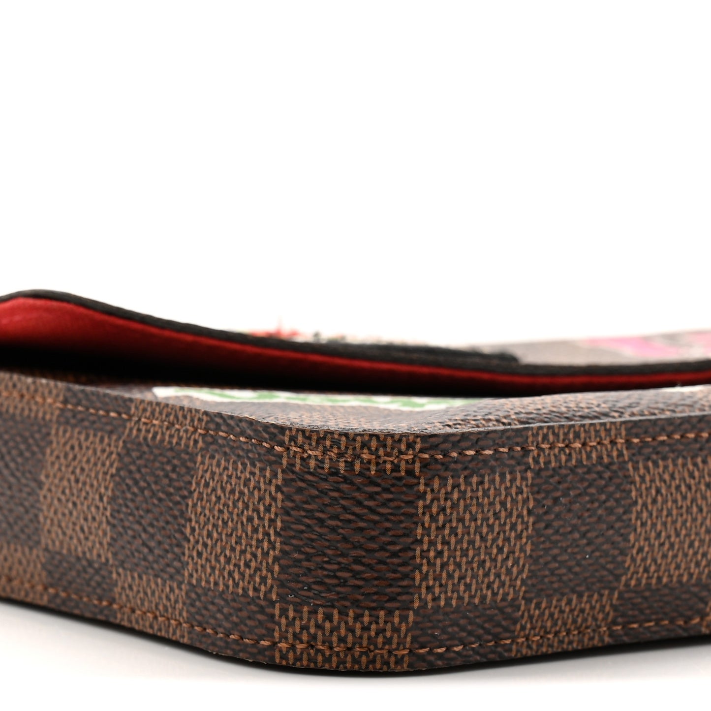 Damier Ebene My LV World Tour Pochette Felicie Chain Wallet Coquelicot