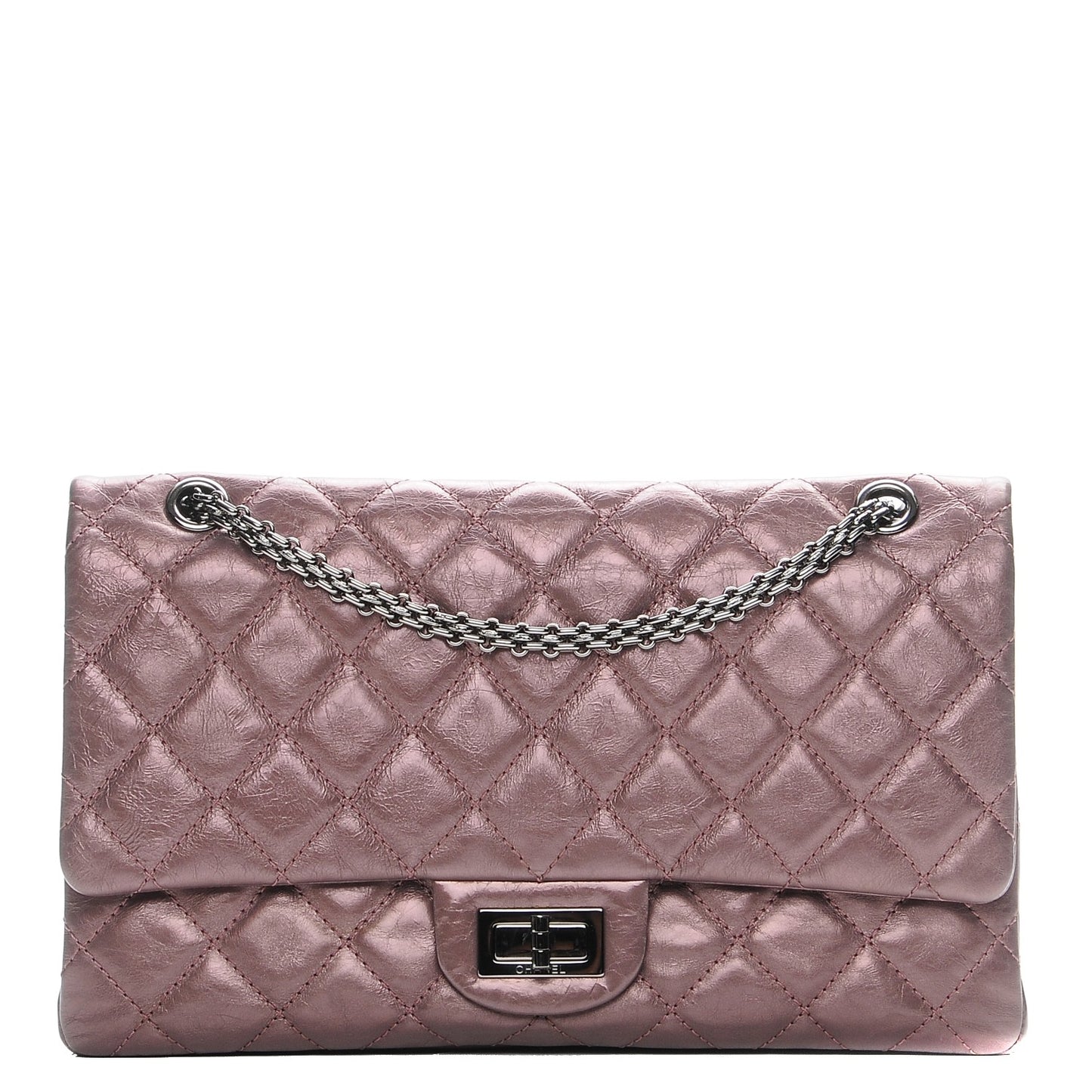 Metallic Aged Calfskin Quilted 2.55 Reissue 227 Flap Rose Fonce