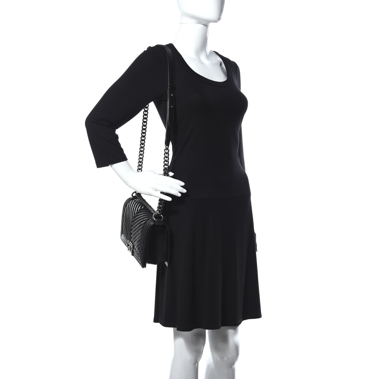 Chanel Lambskin Pleated Medium Boy Flap Black 2 of 16