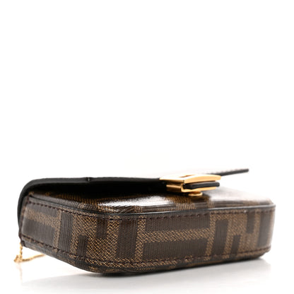 Fendi Glazed Fabric FF 1974 Nano Baguette Charm Mogano Panna 4 of 10