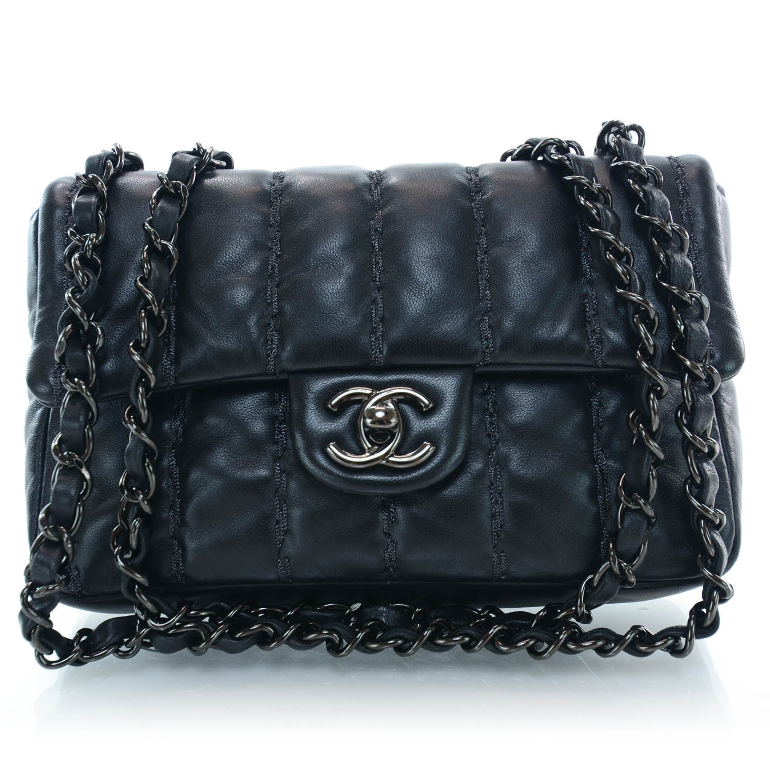 Chanel Lambskin Vertical Stitched Mini Flap Black 1 of 10