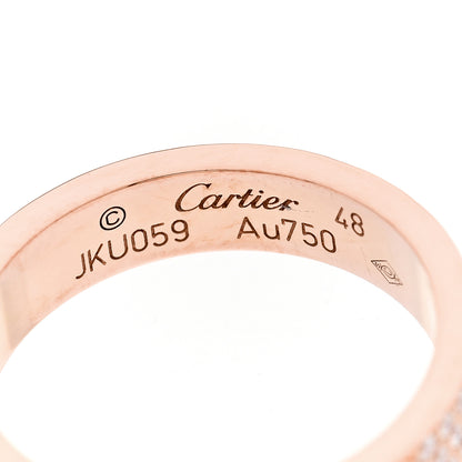 Cartier 18K Pink Gold Diamond 4mm LOVE Wedding Paved Band Ring 48 4.5 4 of 4