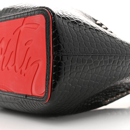Christian Louboutin Crocodile Embossed Calfskin Spiked Small Cabarock Shopper Tote Black 9 of 11