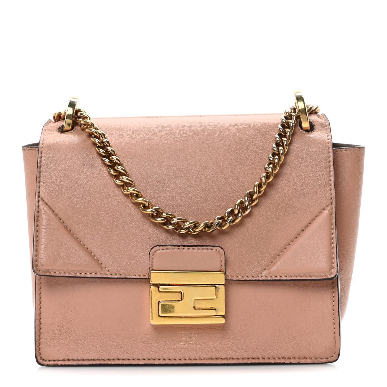 Fendi Vitello Grace Matte Small Kan U Shoulder Bag Rosa Bourbon 1 of 9