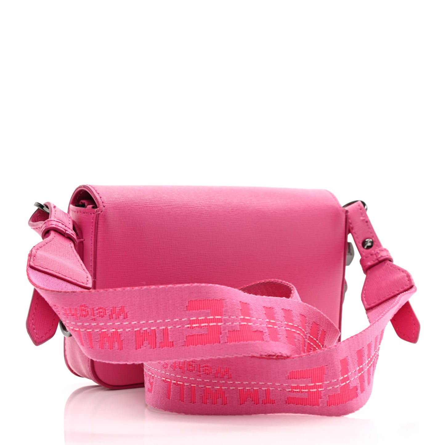 Saffiano Striped Mini Diag Binder Clip Bag Pink White