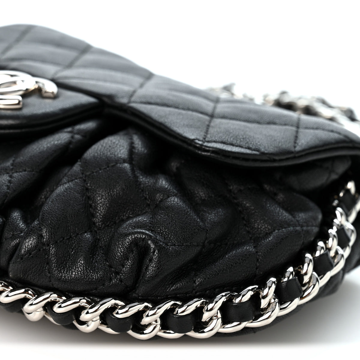 Chanel Washed Lambskin Quilted Mini Chain Around Flap Black 10 of 10