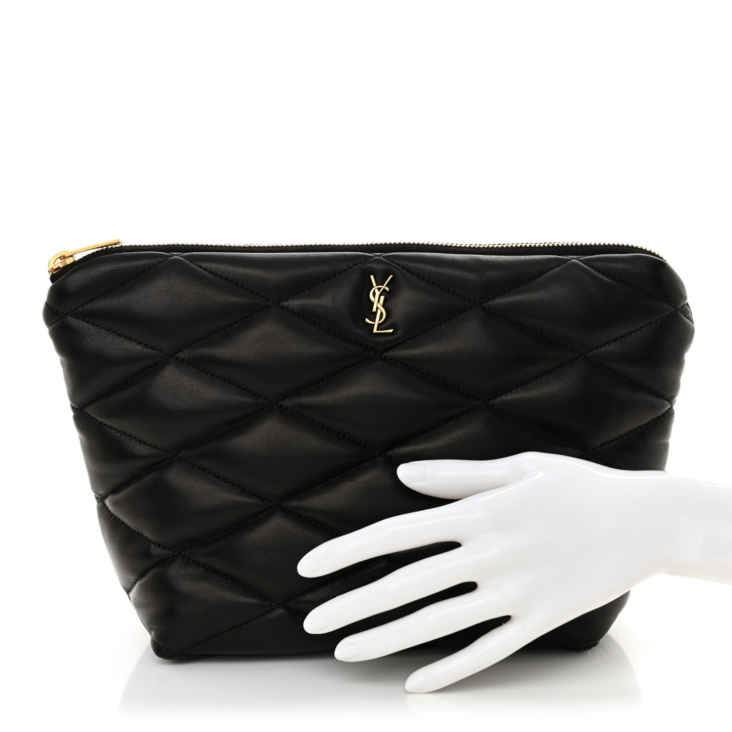 Lambskin Monogram Medium Sade Puffer Pouch Black