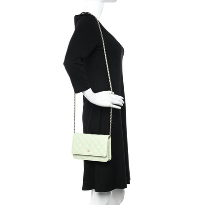 Chanel Caviar Quilted Wallet on Chain WOC Light Green 2 of 12