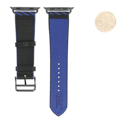 Hermes Nylon Weave Apple Watch Single Tour Band 40mm Black Bleu Saphir 2 of 5