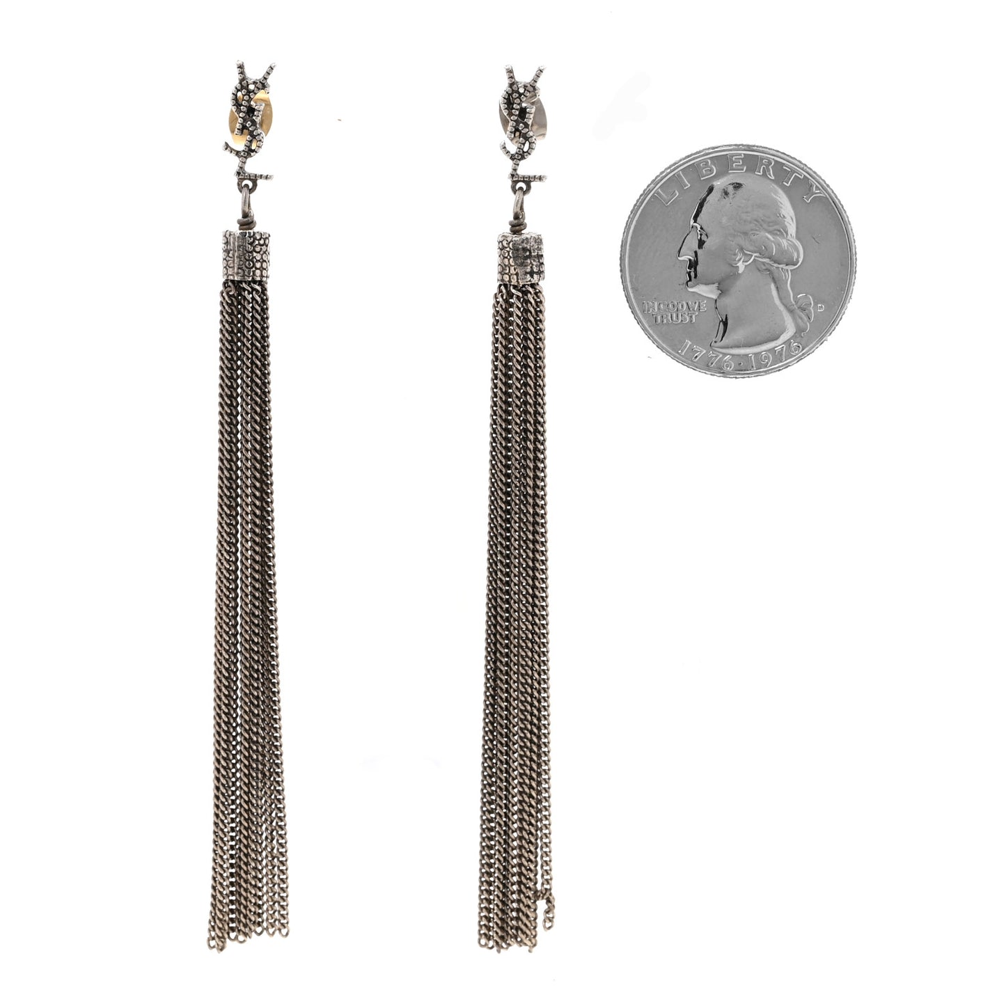 Metal Monogram Loulou Tassel Earrings Silver
